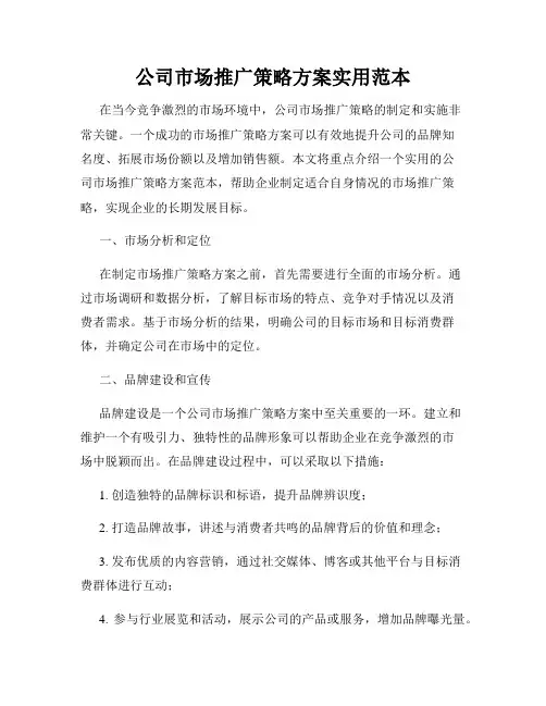 公司市场推广策略方案实用范本