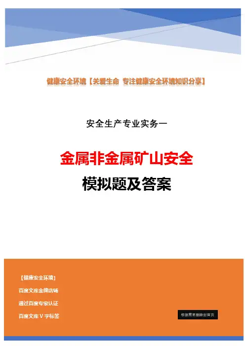 2020年注安金属非金属矿山模拟题