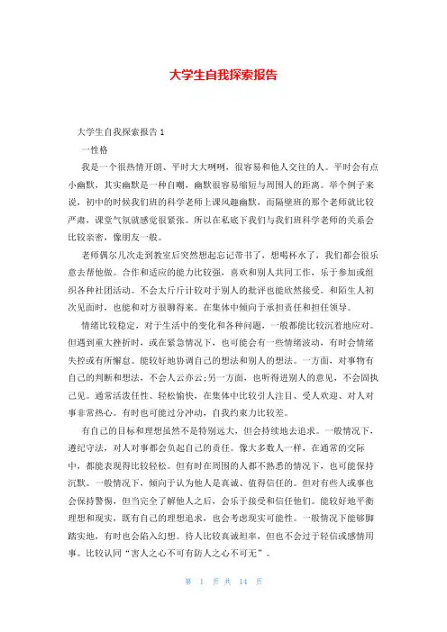 大学生自我探索报告