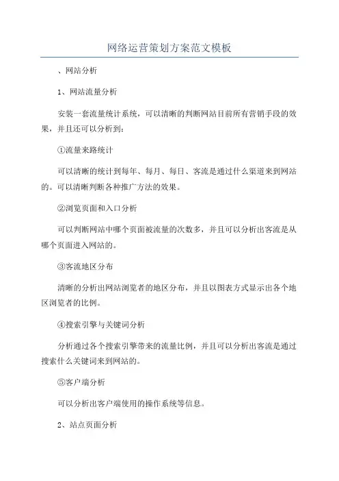网络运营策划方案范文模板