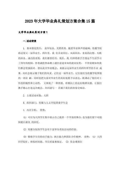 2023年大学毕业典礼策划方案合集15篇_1