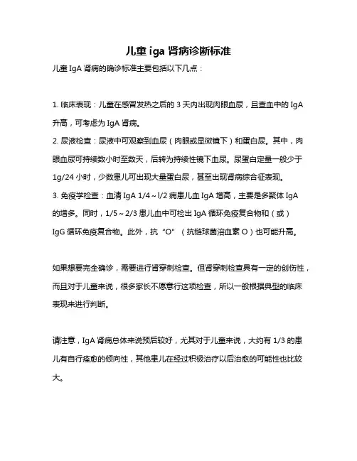儿童iga肾病诊断标准