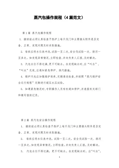 蒸汽包操作规程(4篇范文)