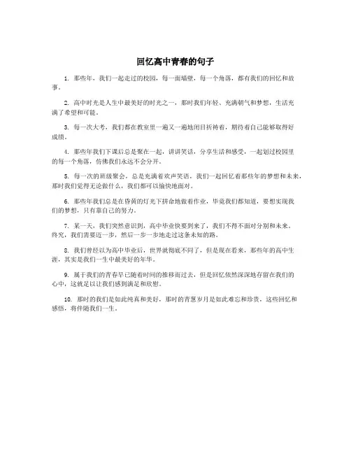 回忆高中青春的句子
