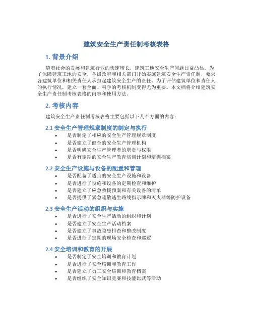 建筑安全生产责任制考核表格
