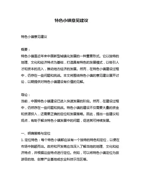 特色小镇意见建议