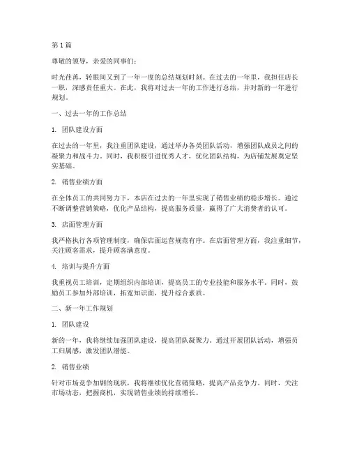 店长年度总结规划范文(3篇)