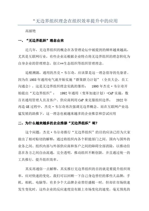 “无边界组织理念在组织效率提升中的应用