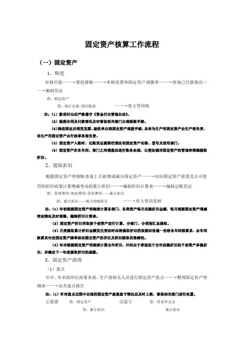 固定资产核算工作流程