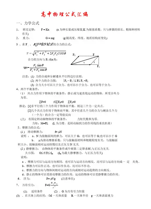 高中物理公式大全(最新)