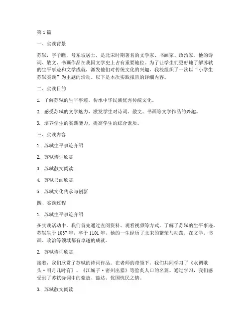 小学生苏轼实践报告(2篇)