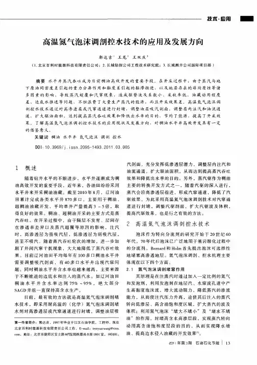 高温氮气泡沫调剖控水技术的应用及发展方向