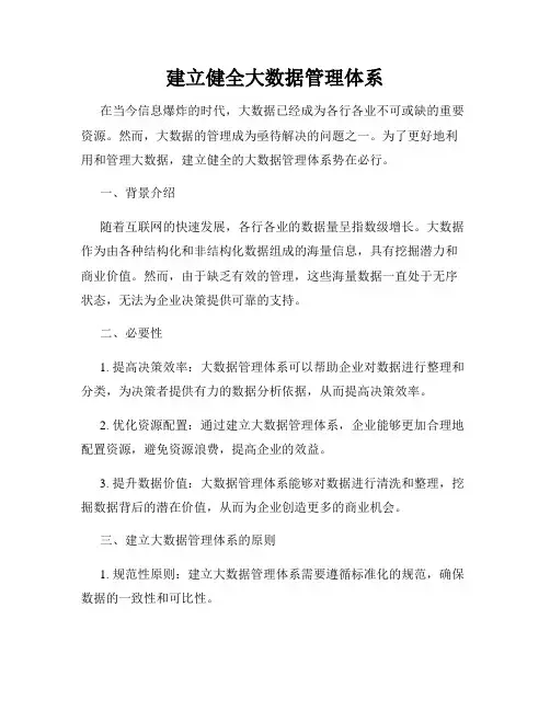 建立健全大数据管理体系