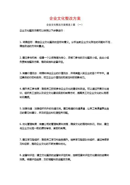企业文化整改方案2篇