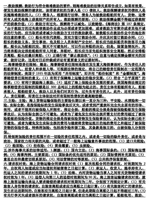 海商法重点复习内容