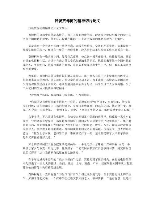 浅谈贾樟柯的精神切片论文
