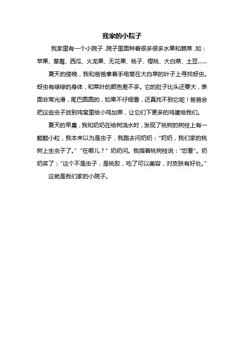 三年级作文:我家的小院子作文300字