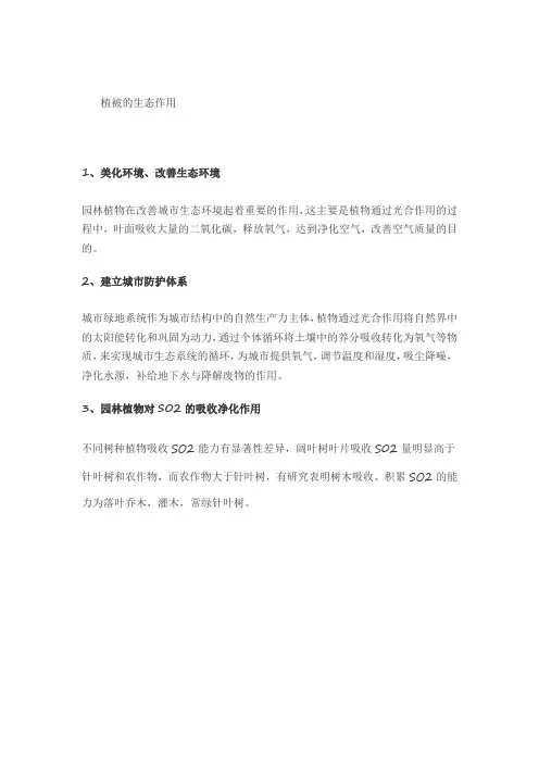 植被的生态作用