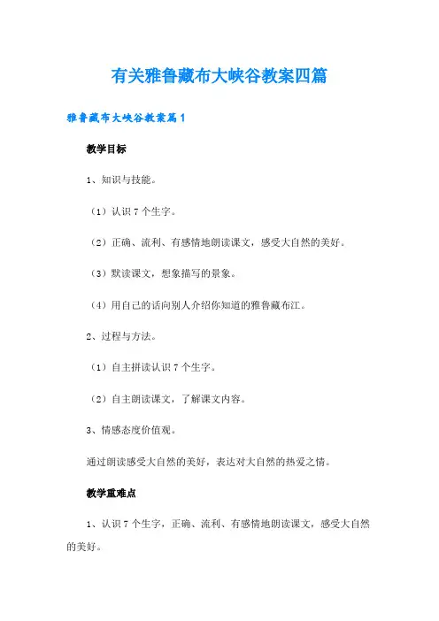 有关雅鲁藏布大峡谷教案四篇