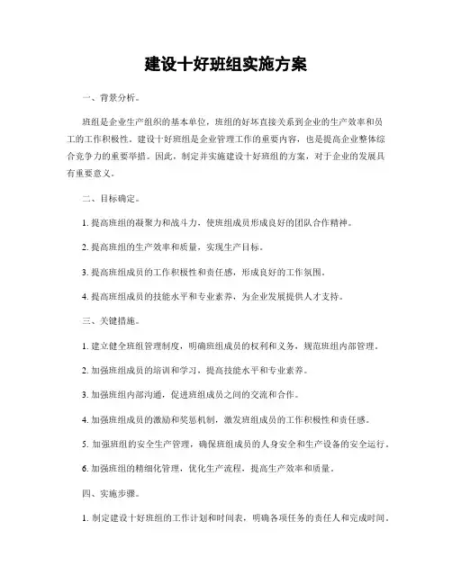 建设十好班组实施方案