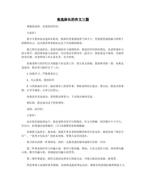 竞选班长的作文三篇
