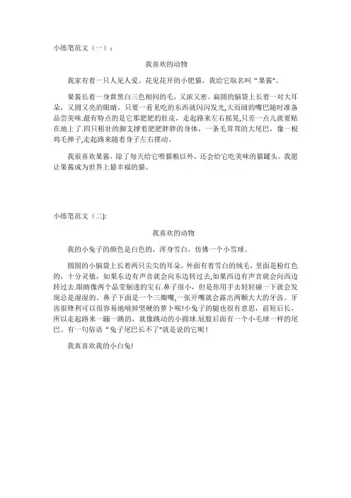 小练笔范文【范本模板】