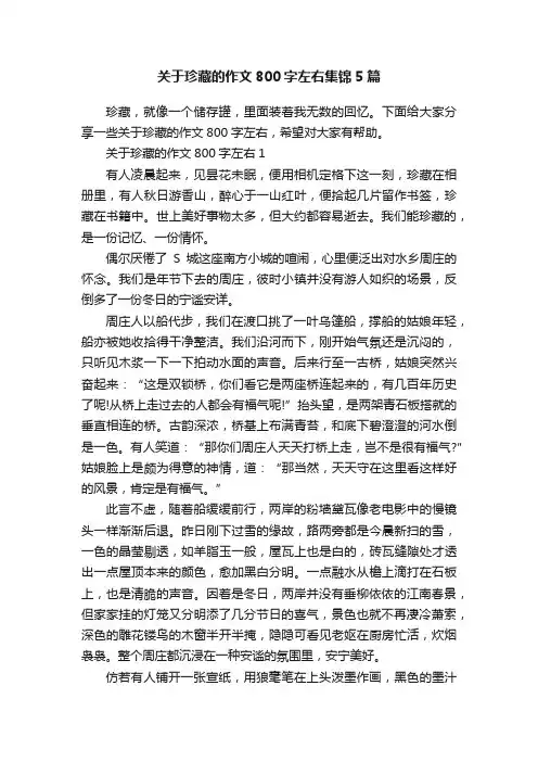 关于珍藏的作文800字左右集锦5篇