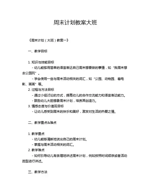 周末计划教案大班