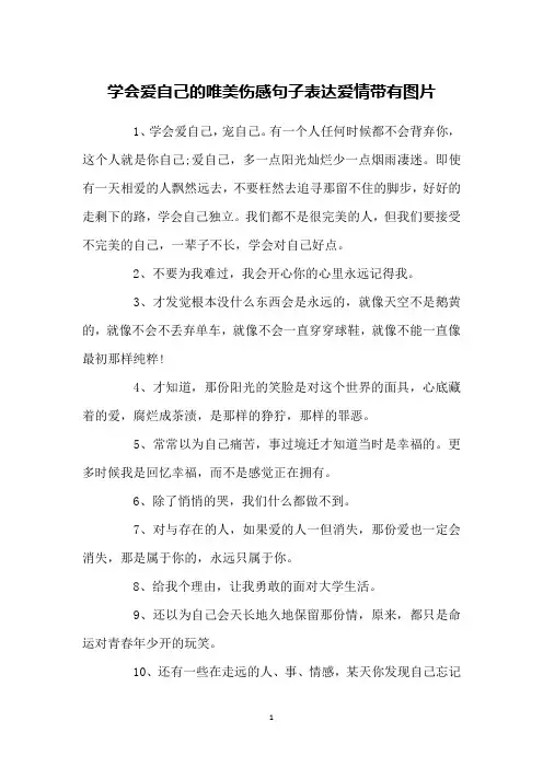 学会爱自己的唯美伤感句子表达爱情带有图片