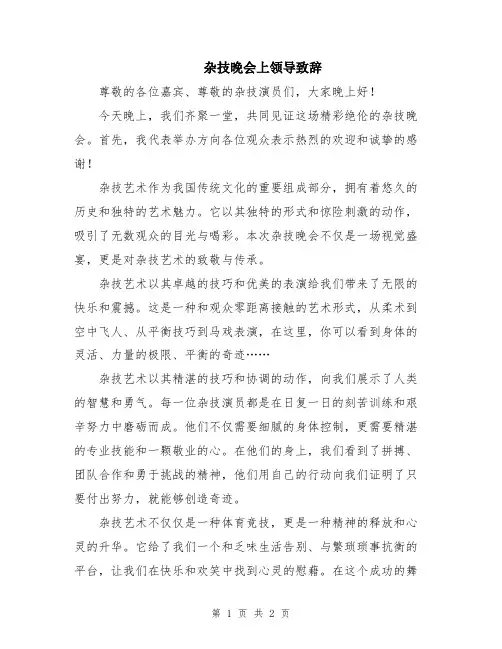 杂技晚会上领导致辞