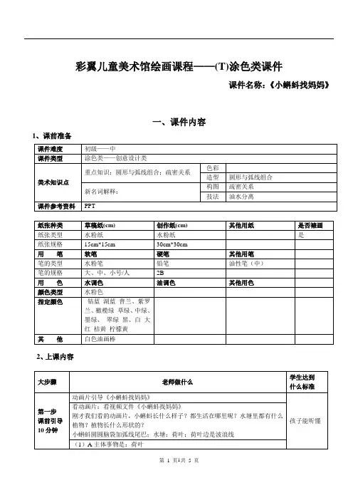 儿童美术馆幼龄课程——绘画课件涂色类—小蝌蚪找妈妈