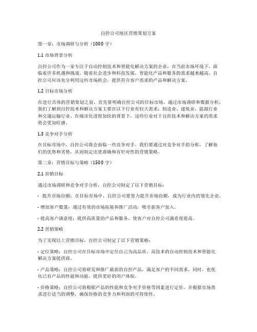 自控公司地区营销策划方案
