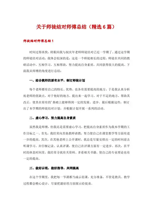 关于师徒结对师傅总结(精选6篇)