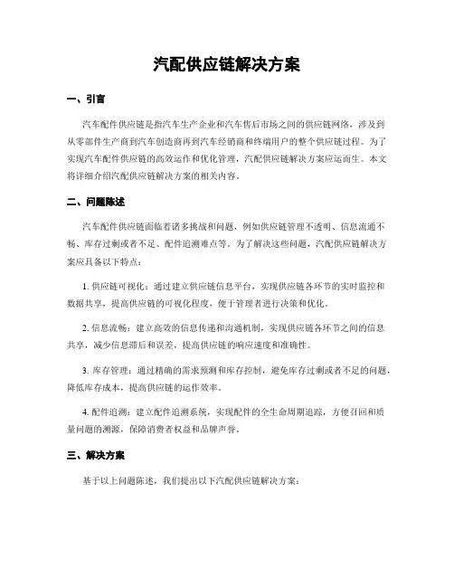 汽配供应链解决方案