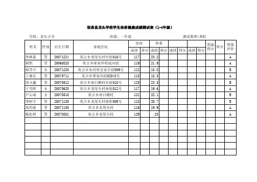 学生体质健康统计表