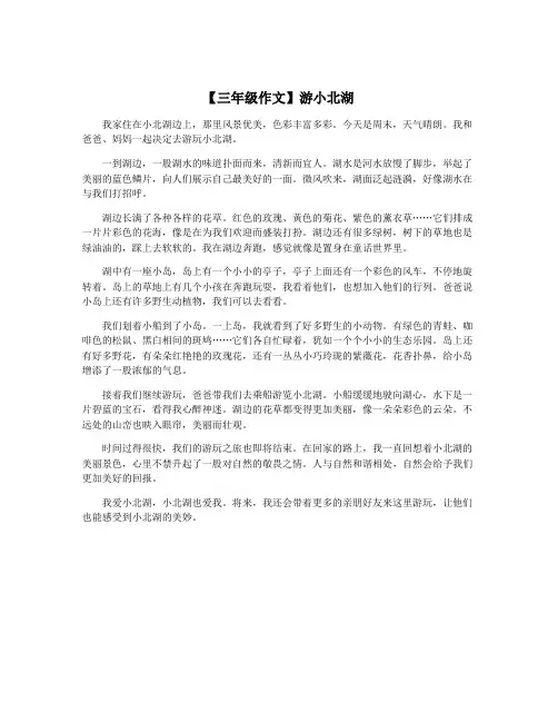 【三年级作文】游小北湖