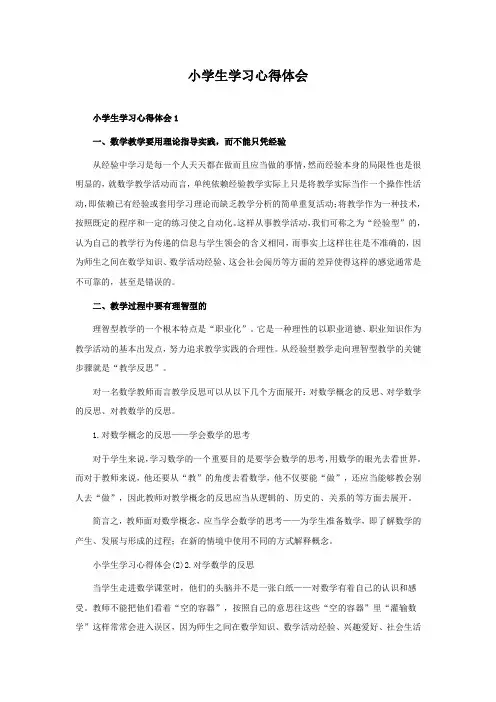 小学生学习心得体会