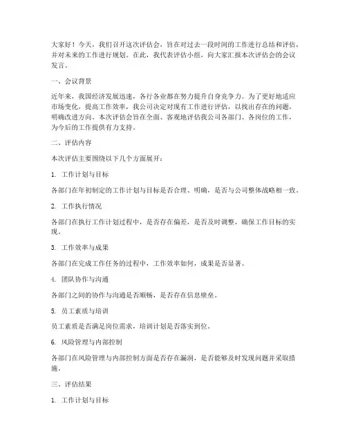 评估会会议发言稿