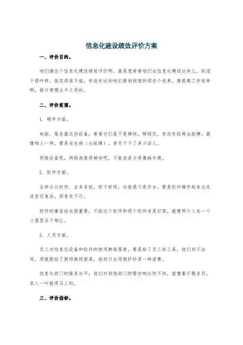 信息化建设绩效评价方案