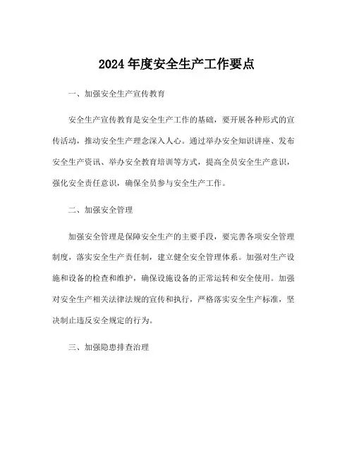 2024年度安全生产工作要点