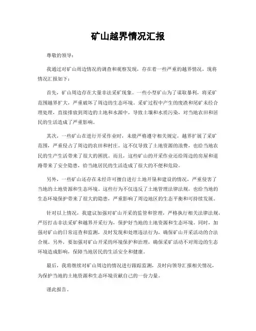 矿山越界情况汇报