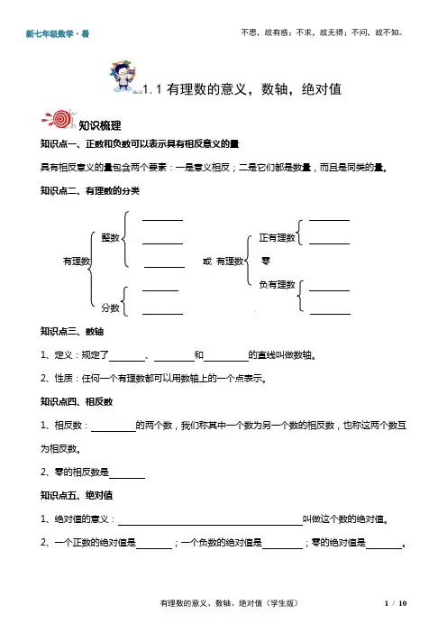 有理数的意义数轴绝对值