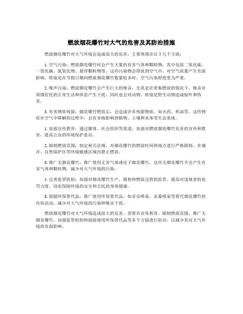 燃放烟花爆竹对大气的危害及其防治措施