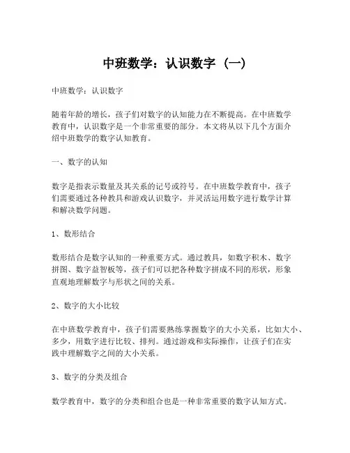中班数学：认识数字 (一)