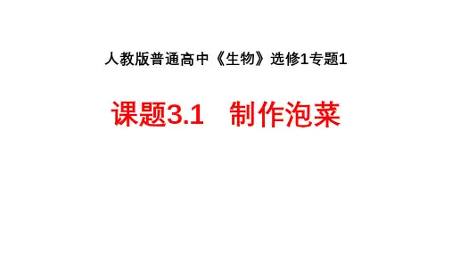 人教版生物选修1 专题1 课题3 制作泡菜(共10张PPT)