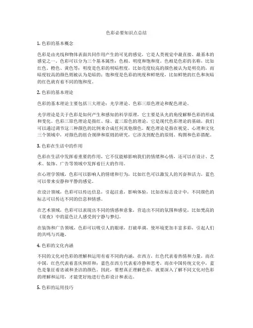 色彩必要知识点总结