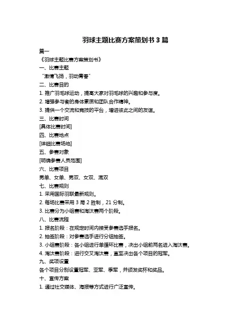 羽球主题比赛方案策划书3篇