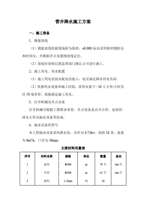 管井降水施工方案