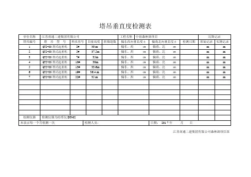 塔吊垂直度检测表