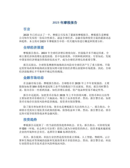 2023年摩根报告